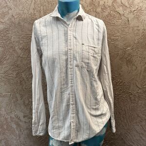 Rockstar Jeans Simply Stripes Button Down Shirt M White Black Pinstripe Cotton